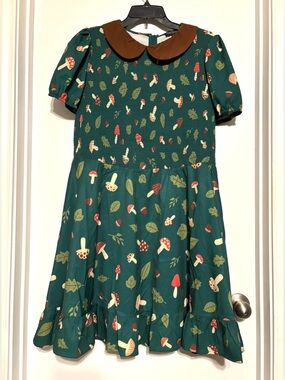 VTG Smak Parlour Green Cottage Core Mushroom Fairy Rockabilly Witchy Dress 2XL